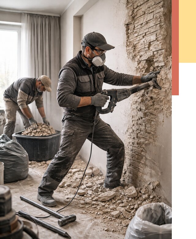 Демонтаж декоративного камня в Владикавказе от 1495 руб/м² — быстро и недорого | ОТДЕЛОЧНИК-Вкз