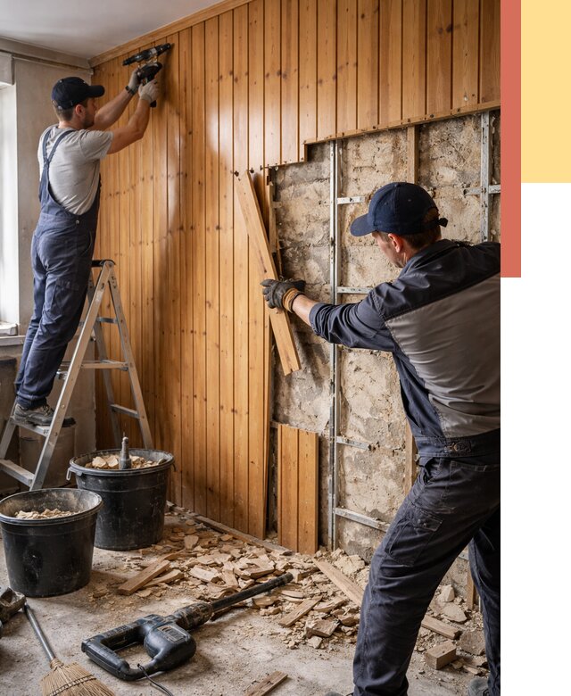 Демонтаж вагонки со стен в Владикавказе от 1495 руб. — снятие, удаление, срочно | ОТДЕЛОЧНИК-Вкз