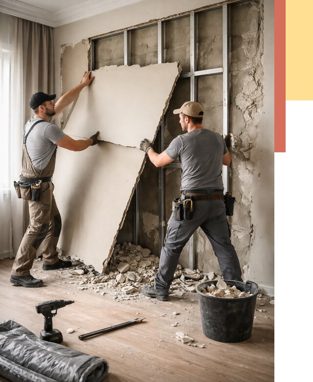 Демонтаж гипсокартона со стен в Владикавказе от 361 руб. — услуги демонтажа | ОТДЕЛОЧНИК-Вкз