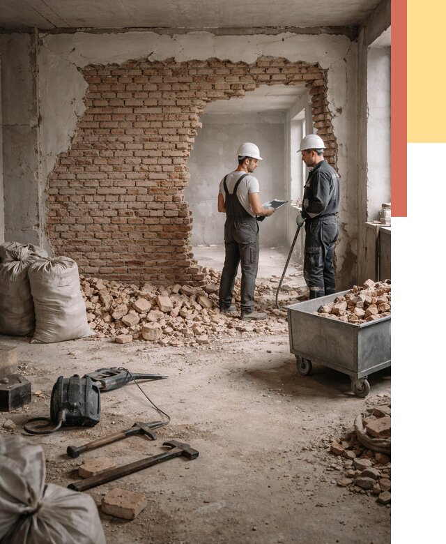 Демонтаж кирпичных стен в Владикавказе от 4329 руб. — быстро, недорого, под ключ | ОТДЕЛОЧНИК-Вкз