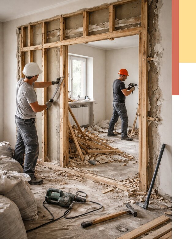 Демонтаж деревянных перегородок в Владикавказе от 3299 руб. — быстро и недорого | ОТДЕЛОЧНИК-Вкз