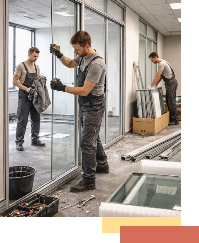 Демонтаж стеклянных перегородок в Владикавказе быстро и безопасно