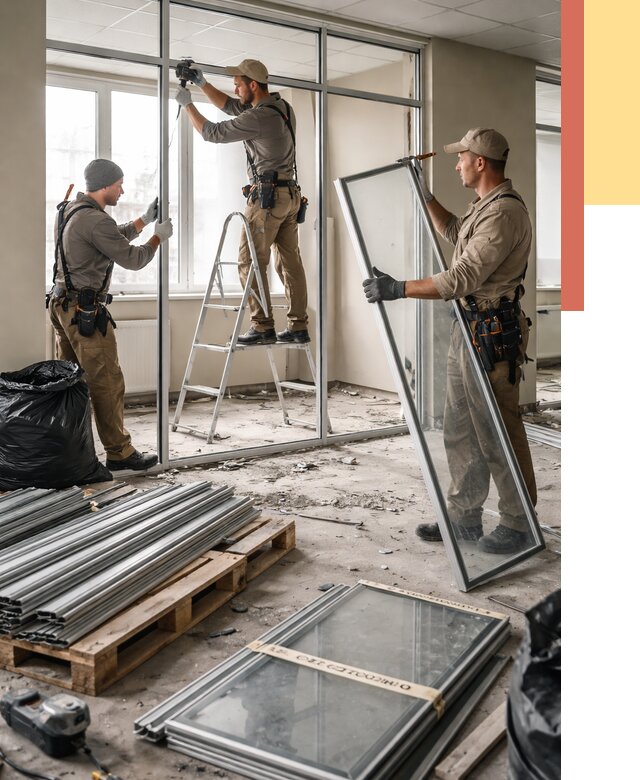 Демонтаж алюминиевых перегородок в Владикавказе от 4329 руб. — быстро и недорого | ОТДЕЛОЧНИК-Вкз