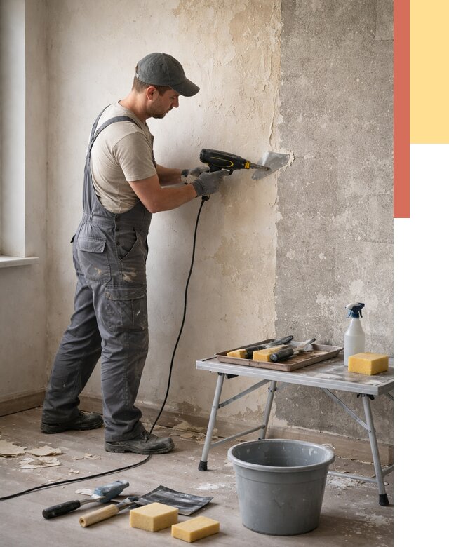 Очистка стен от клея в Владикавказе от 1907 руб. — снятие и удаление клея со стен | ОТДЕЛОЧНИК-Вкз