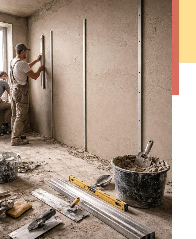 Штукатурка стен по маякам в Владикавказе от 5669 руб./м² — выравнивание под ключ | ОТДЕЛОЧНИК-Вкз