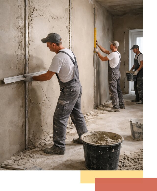 Штукатурка стен по маякам в Владикавказе — точная и ровная поверхность