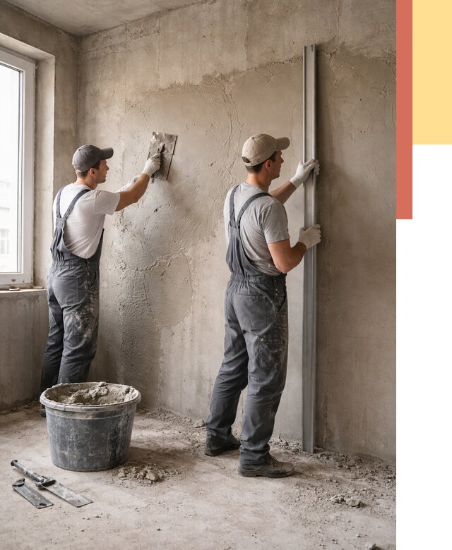 Штукатурка бетонных стен в Владикавказе от 4639 руб/м² — качественно и быстро | ОТДЕЛОЧНИК-Вкз