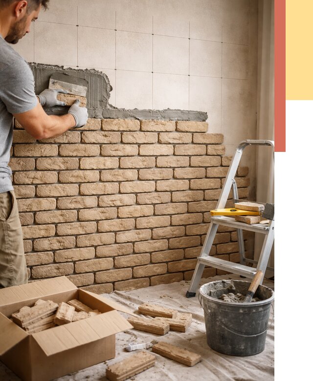 Монтаж декоративного кирпича в Владикавказе от 3299 руб./м² — быстро и недорого | ОТДЕЛОЧНИК-Вкз