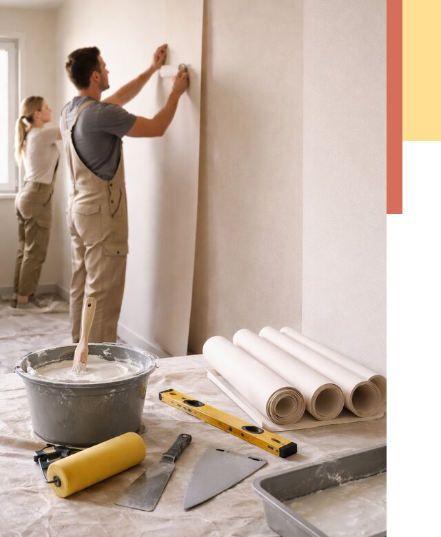 Поклейка бумажных обоев в Владикавказе от 5669 руб./м2 — быстро и недорого | ОТДЕЛОЧНИК-Вкз