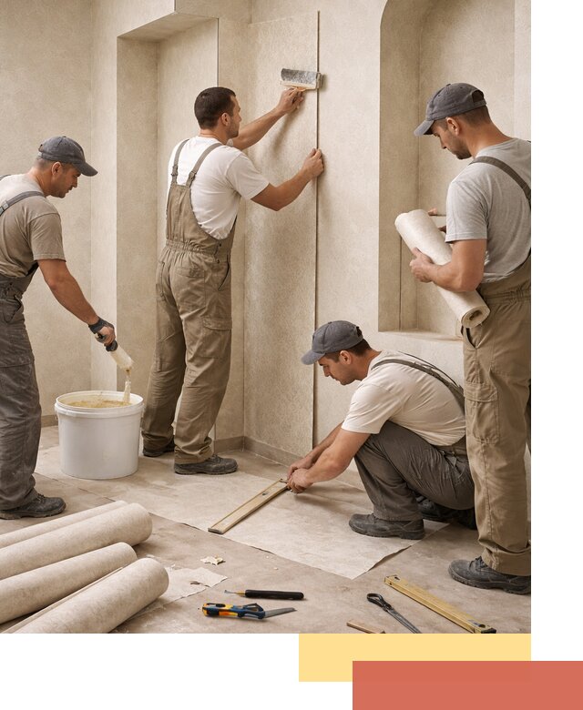 Поклейка обоев на сложные стены и неровные поверхности в Владикавказе