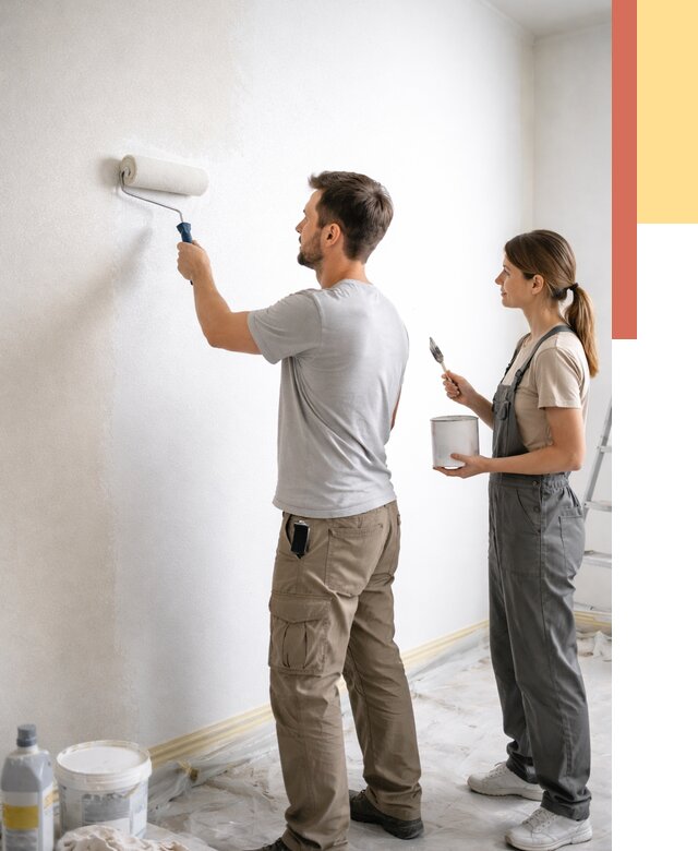 Окраска стен по стеклохолсту в Владикавказе от 4639 руб/м² под ключ | ОТДЕЛОЧНИК-Вкз