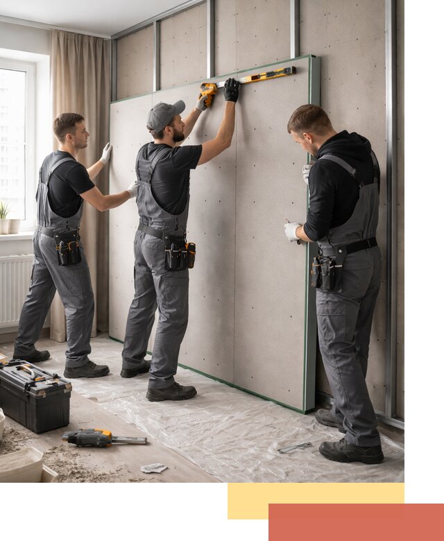 Шумоизоляция стен панелями ЗИПС в Владикавказе для жилых и коммерческих помещений