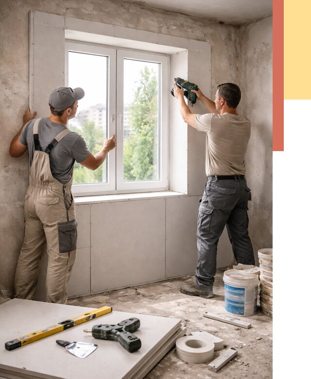 Монтаж откосов из гипсокартона в Владикавказе от 4639 руб. под ключ | ОТДЕЛОЧНИК-Вкз