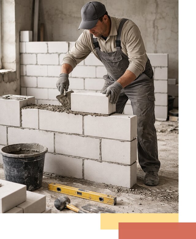 Кладка перегородок из силикатного блока в Владикавказе