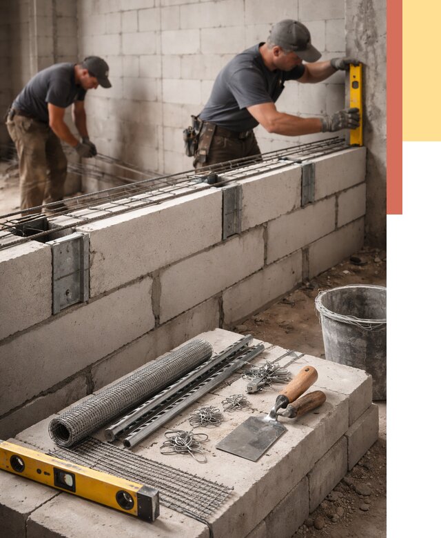 Армирование кладки перегородок в Владикавказе от 773 руб. под ключ | ОТДЕЛОЧНИК-Вкз