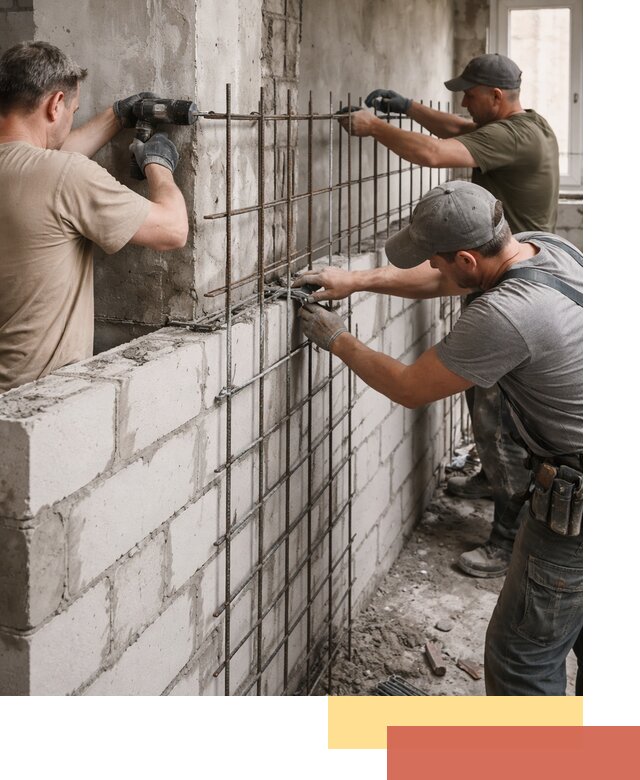 Армирование кладки перегородок в Владикавказе профессионально и надёжно
