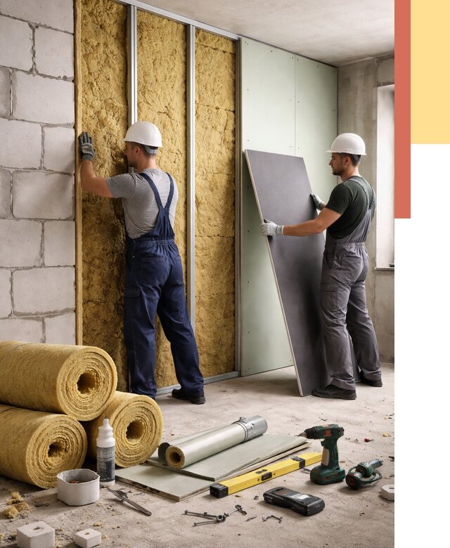 Шумоизоляция перегородок из блоков в Владикавказе от 1907 руб./м² — быстро и недорого | ОТДЕЛОЧНИК-Вкз