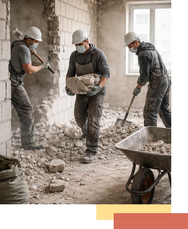 Демонтаж блочных перегородок в Владикавказе быстро и аккуратно