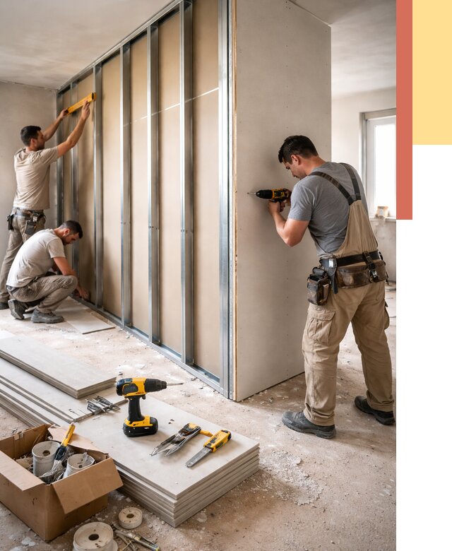 Монтаж однослойной перегородки из гипсокартона в Владикавказе от 670 руб. | ОТДЕЛОЧНИК-Вкз