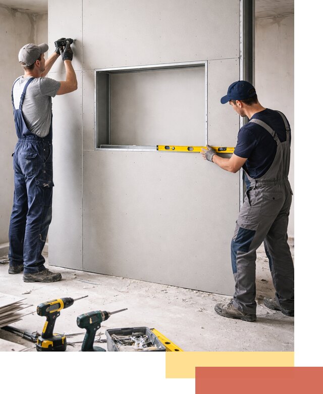 Перегородка из гипсокартона с нишей под декор в Владикавказе