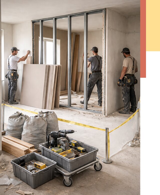 Перенос гипсокартонной перегородки в Владикавказе под ключ от 4639 руб. | Демонтаж и монтаж – ОТДЕЛОЧНИК-Вкз