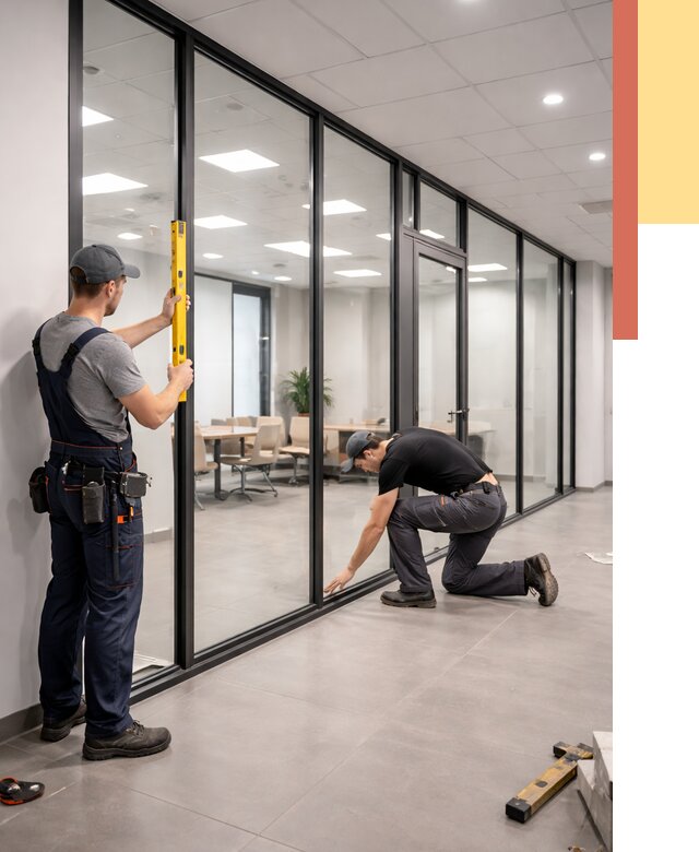 Каркасные стеклянные перегородки в Владикавказе под ключ от 9483 руб. | ОТДЕЛОЧНИК-Вкз