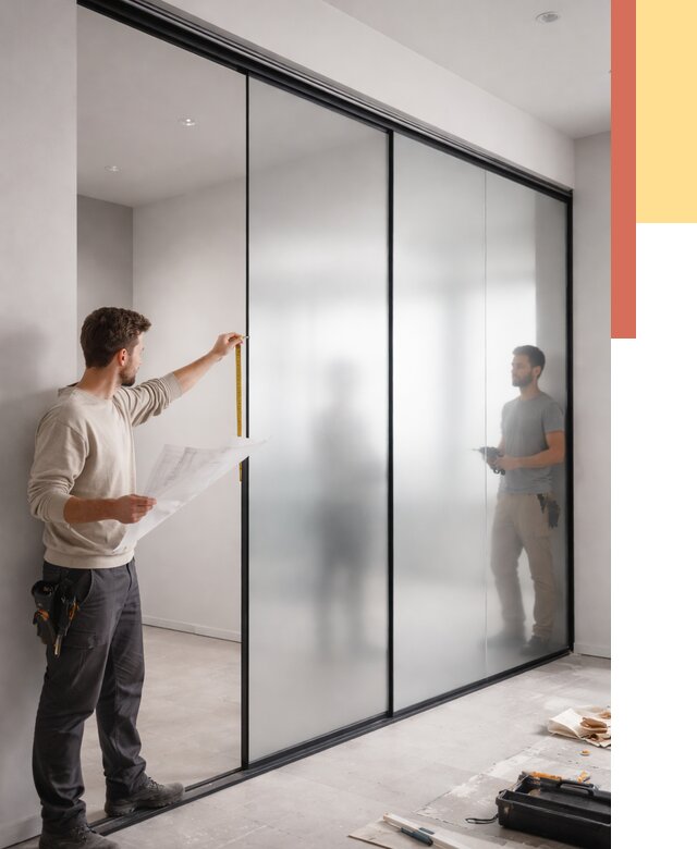 Матовые стеклянные перегородки в Владикавказе от 8762 руб. — монтаж и установка | ОТДЕЛОЧНИК-Вкз