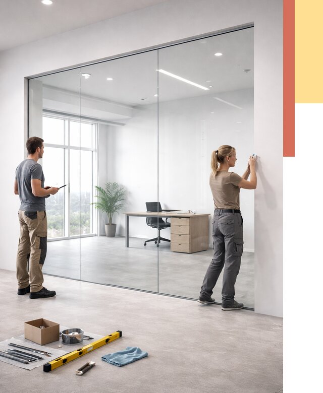 Перегородки из закаленного стекла в Владикавказе от 9793 руб. под ключ | ОТДЕЛОЧНИК-Вкз