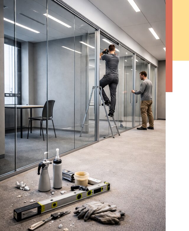 Стеклянные офисные перегородки в Владикавказе от 8762 руб. — монтаж и установка | ОТДЕЛОЧНИК-Вкз