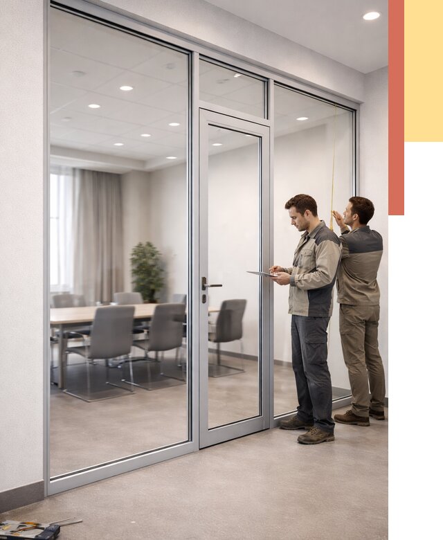 Установка и монтаж алюминиевых перегородок со стеклом в Владикавказе от 8453 руб. | ОТДЕЛОЧНИК-Вкз