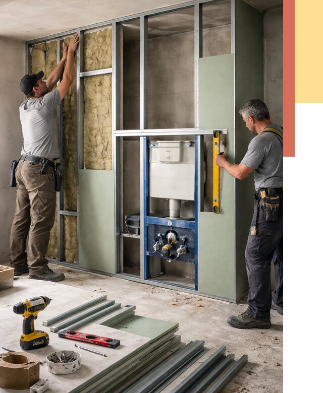 Установка сантехнических перегородок в Владикавказе от 8762 руб. | ОТДЕЛОЧНИК-Вкз