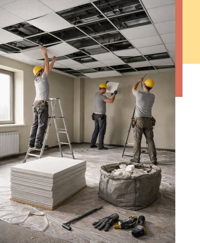 Демонтаж потолка Армстронг в Владикавказе от 4639 руб. быстро и недорого | ОТДЕЛОЧНИК-Вкз