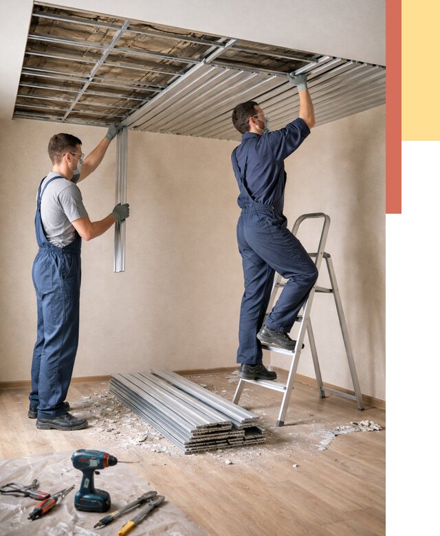 Демонтаж реечного потолка в Владикавказе от 4639 руб. быстро и недорого | ОТДЕЛОЧНИК-Вкз