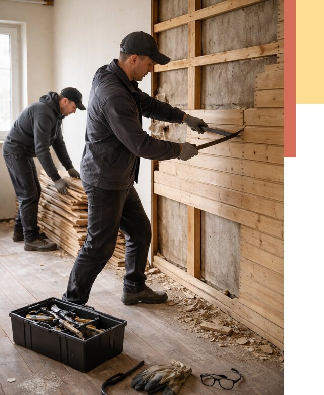 Демонтаж вагонки в Владикавказе от 3917 руб/м2 — быстро и недорого | ОТДЕЛОЧНИК-Вкз