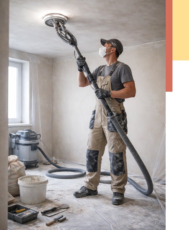 Шлифовка потолка в Владикавказе от 3608 руб. — услуги шлифования потолка | ОТДЕЛОЧНИК-Вкз