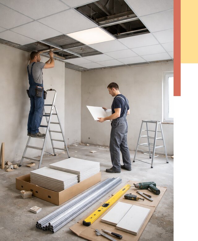 Монтаж потолка армстронг в Владикавказе от 4639 руб/м2 — быстрая установка под ключ | ОТДЕЛОЧНИК-Вкз