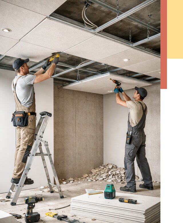 Монтаж акустического потолка в Владикавказе от 6700 руб/м2 — быстро и недорого | ОТДЕЛОЧНИК-Вкз