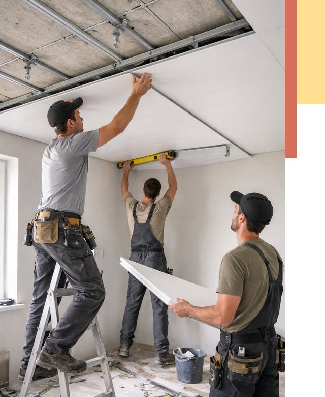 Монтаж потолка из ПВХ панелей в Владикавказе от 3608 руб./м2 — быстро и недорого | ОТДЕЛОЧНИК-Вкз