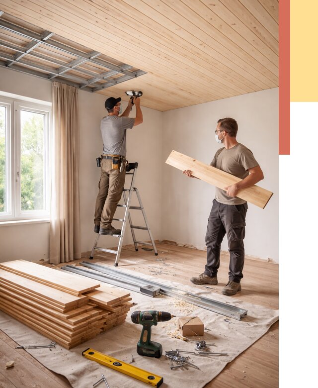 Монтаж потолка из вагонки в Владикавказе от 6700 руб. | Быстро и недорого — ОТДЕЛОЧНИК-Вкз