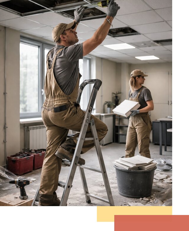 Ремонт потолка Армстронг и замена плит в Владикавказе