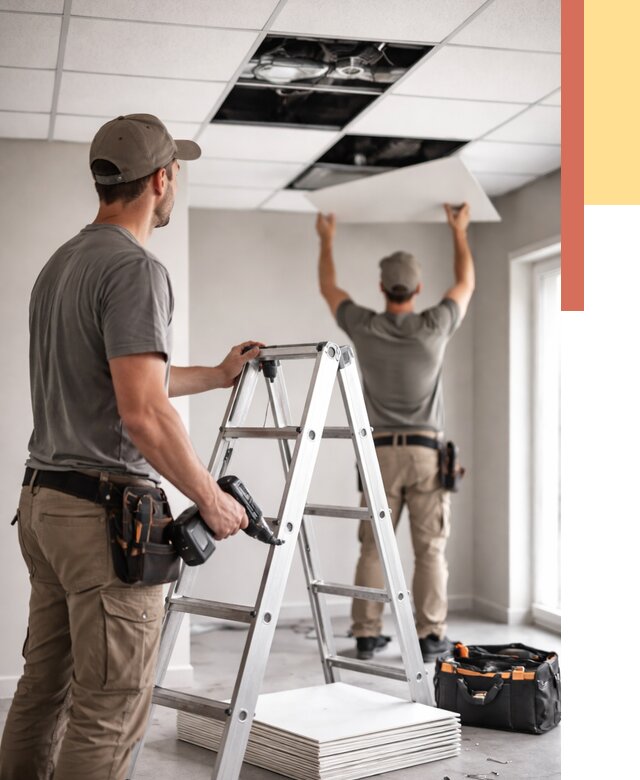 Обслуживание подвесного потолка в Владикавказе от 3608 руб. — быстро и недорого | ОТДЕЛОЧНИК-Вкз