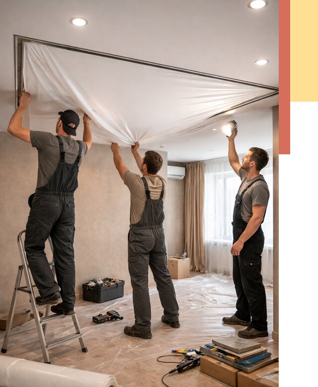 Монтаж ПВХ натяжного потолка в Владикавказе от 3608 руб. под ключ | ОТДЕЛОЧНИК-Вкз