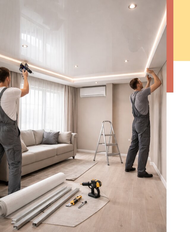 Монтаж глянцевого натяжного потолка в Владикавказе от 773 руб. под ключ | ОТДЕЛОЧНИК-Вкз