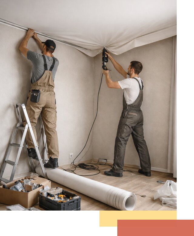 Монтаж цветного натяжного потолка в Владикавказе за один день