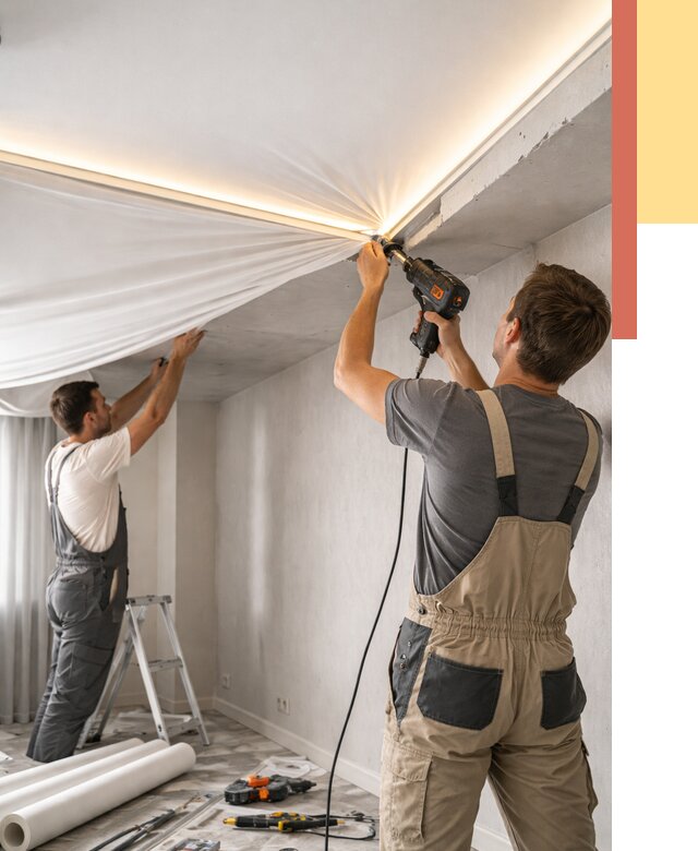 Монтаж натяжного потолка с подсветкой в Владикавказе от 979 руб. | ОТДЕЛОЧНИК-Вкз