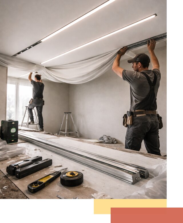 Монтаж натяжных потолков со световыми линиями в Владикавказе