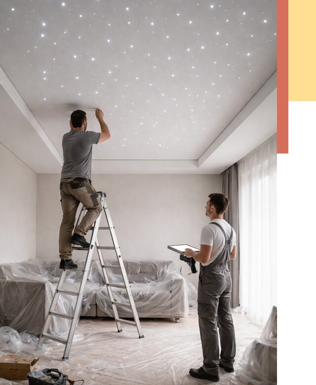 Монтаж натяжного потолка «звездное небо» в Владикавказе от 6700 руб. | ОТДЕЛОЧНИК-Вкз