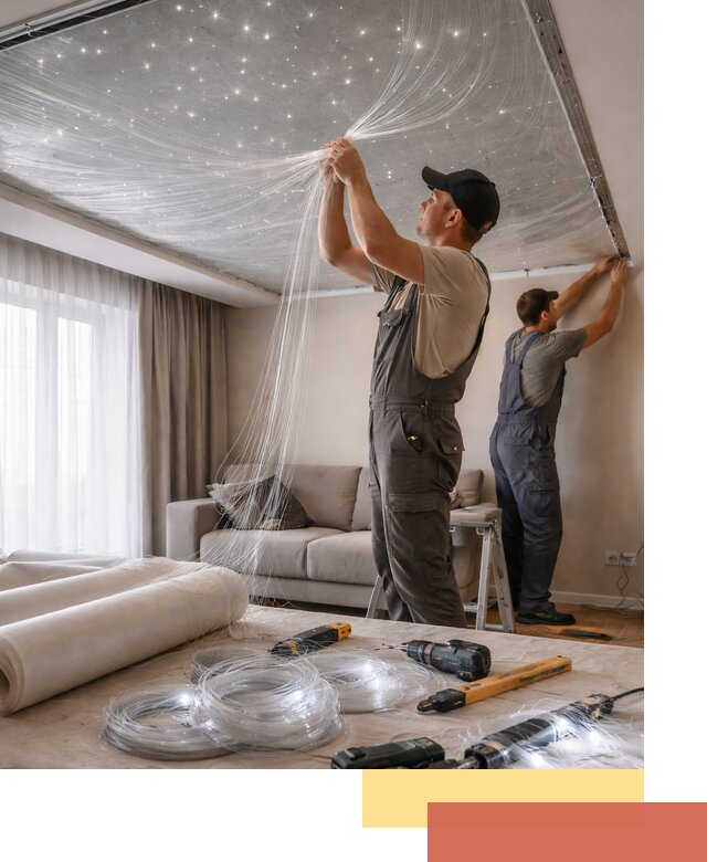 Монтаж натяжного потолка «Звездное небо» в Владикавказе