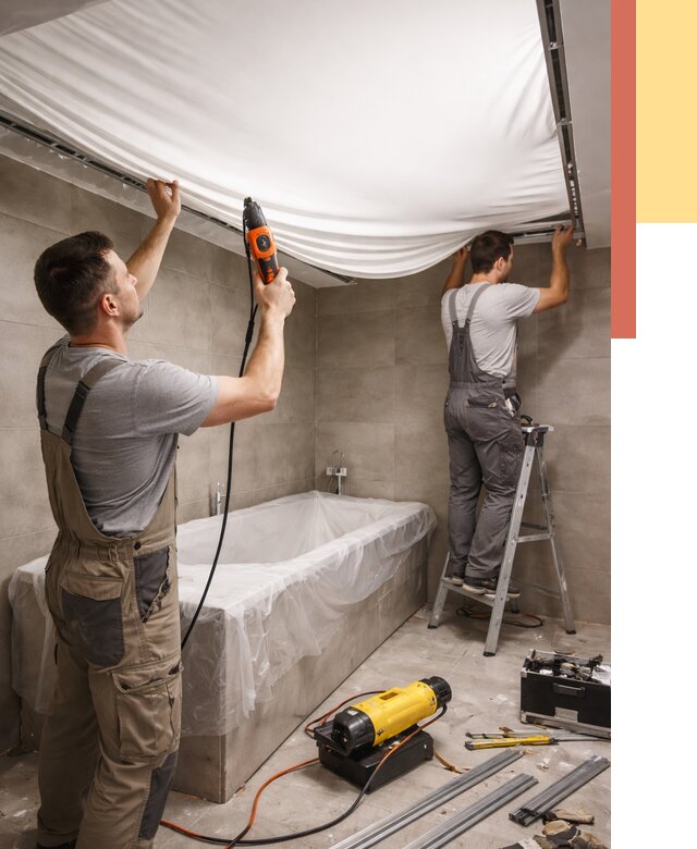 Монтаж натяжного потолка в ванной в Владикавказе от 1237 руб. под ключ | ОТДЕЛОЧНИК-Вкз