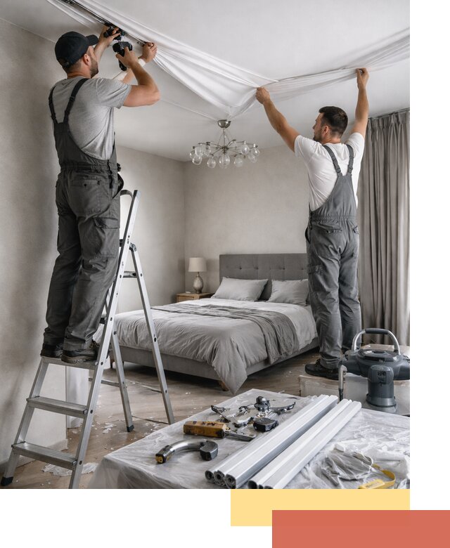 Монтаж натяжного потолка в спальне в Владикавказе